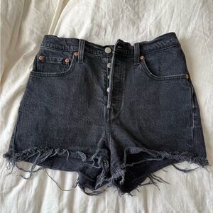 Levi's Black Frayed Hem Jean Shorts